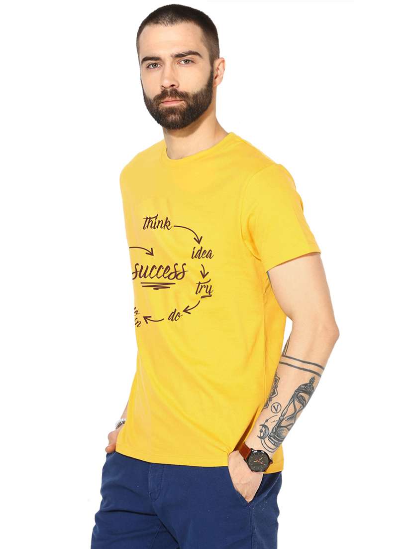yellow chest print t-shirt - 17327546 -  Standard Image - 1