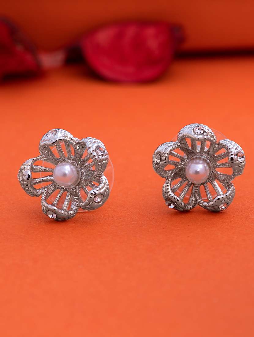 white metal studs earring