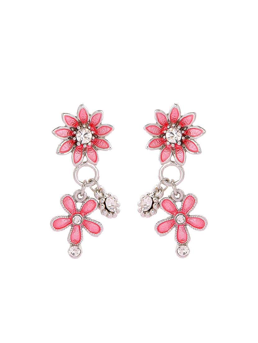 pink metal chandellier earring - 17327620 -  Standard Image - 1