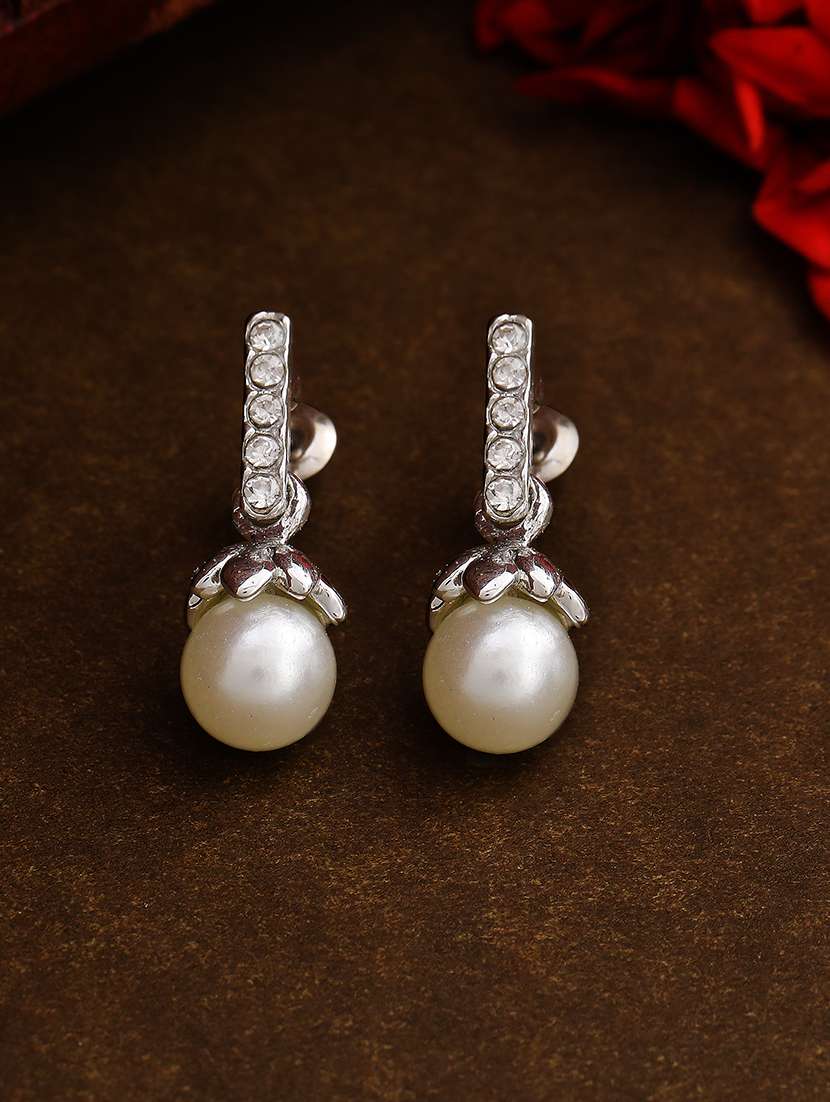 white metal drop earring