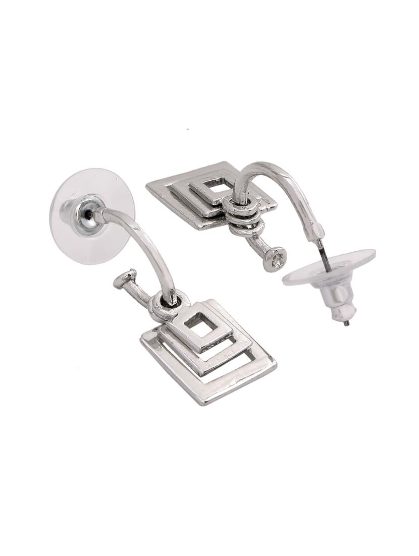 silver metal hoop earring - 17327675 - Standard Image - 1