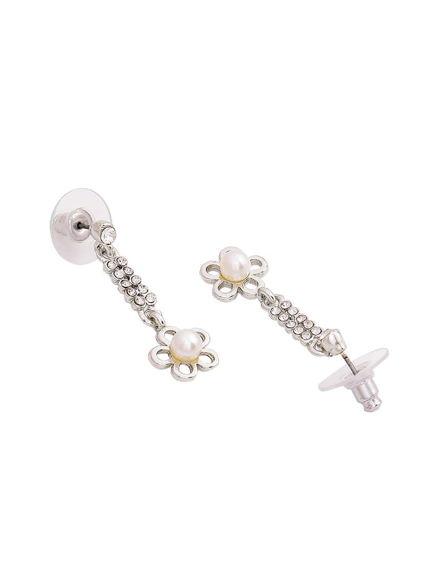 silver metal drop earring - 17327684 - Standard Image - 1