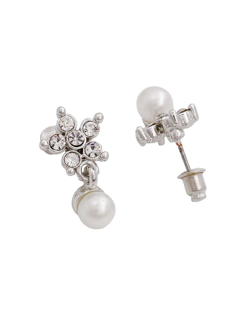 white metal drop earring - 17327686 -  Standard Image - 1