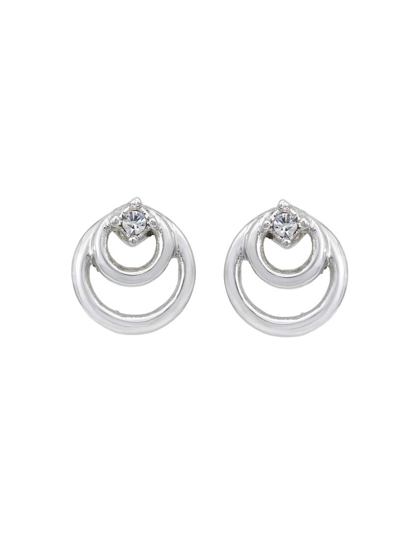 white metal studs earring - 17327726 - Standard Image - 1