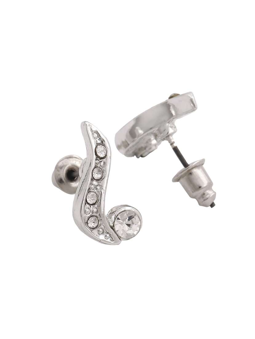 white metal studs earring - 17327738 - Standard Image - 1