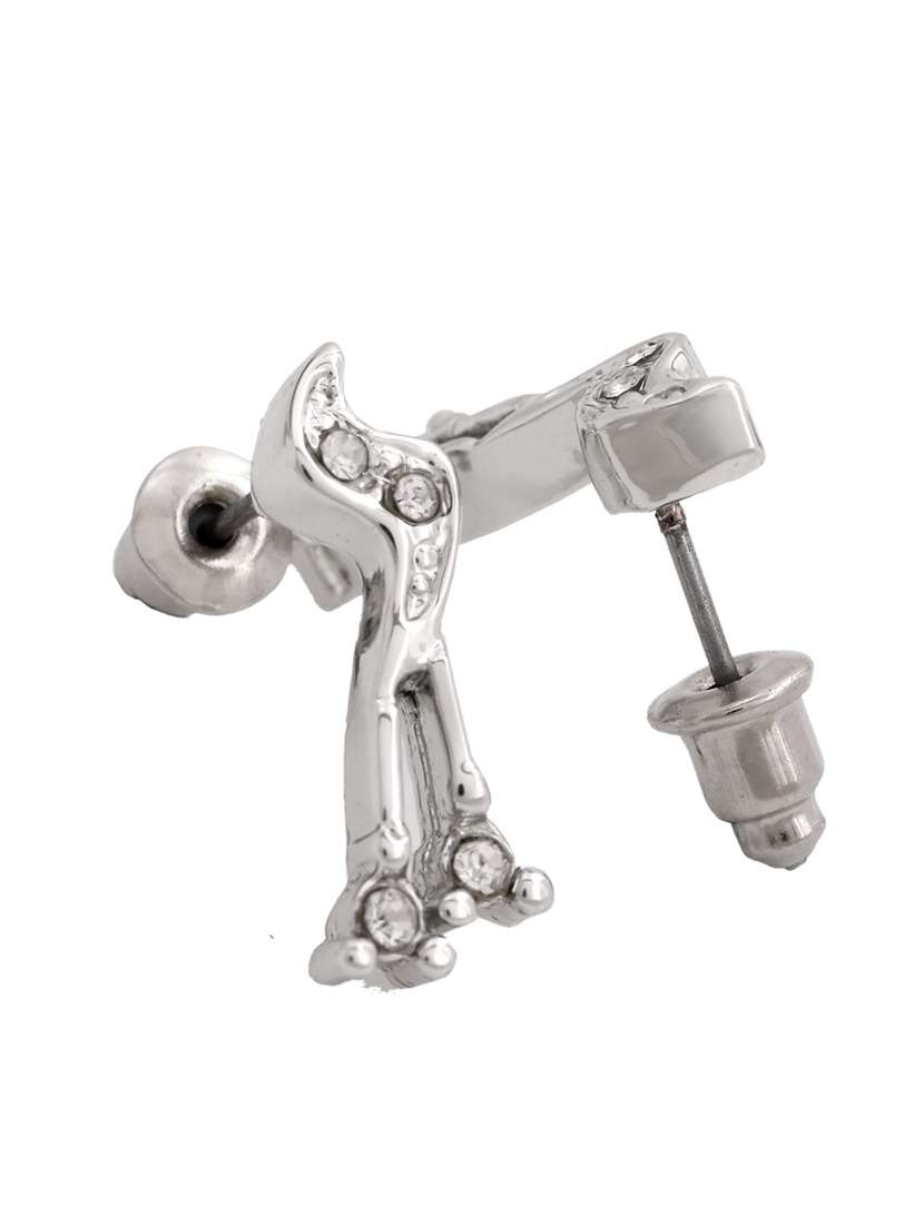 white metal studs earring - 17327740 - Standard Image - 1