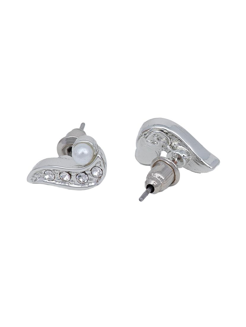 white metal studs earring - 17327750 - Standard Image - 1