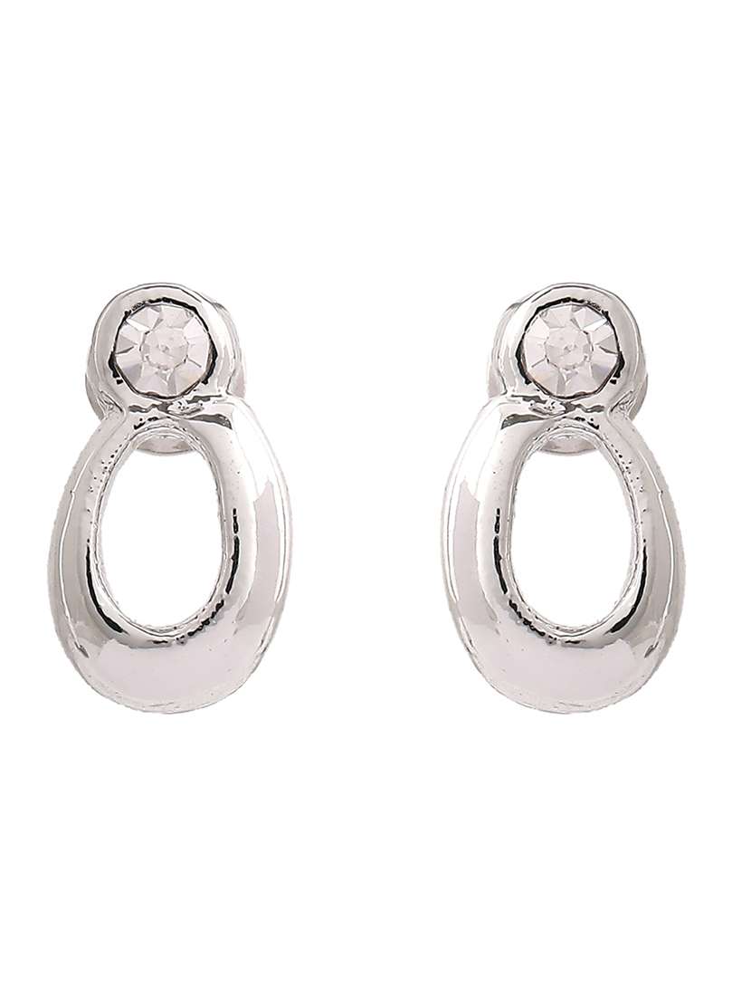 white metal studs earring - 17327754 - Standard Image - 1