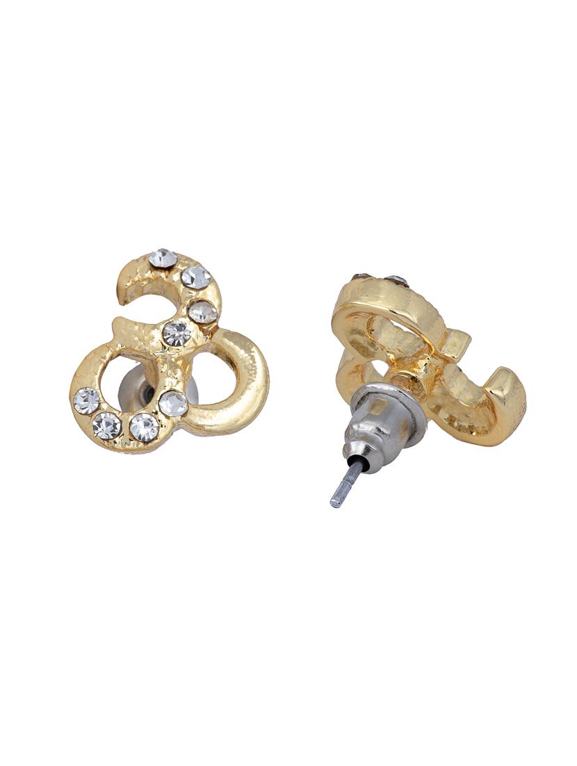 gold metal studs earring - 17327777 - Standard Image - 1