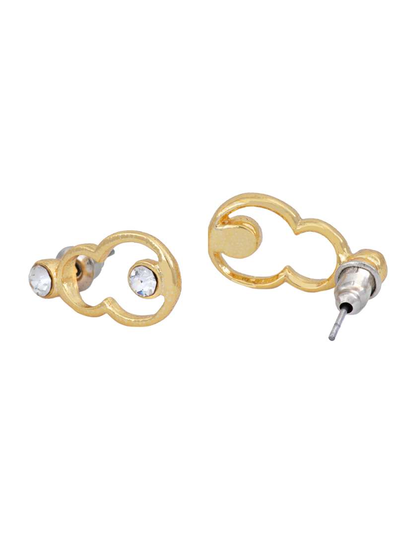 gold metal studs earring - 17327789 - Standard Image - 1