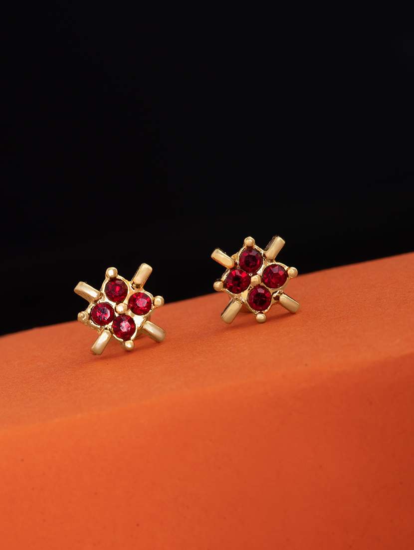 red metal studs earring - 17327796 -  Zoom Image - 0