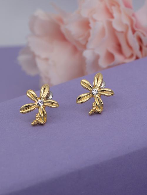 gold metal studs earring - 17327816 - Standard Image - 0