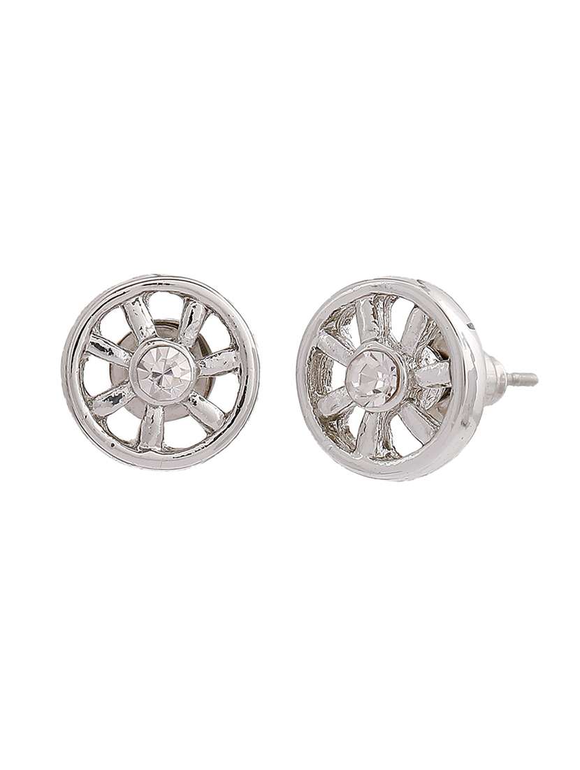 white metal studs earring - 17327829 -  Standard Image - 1