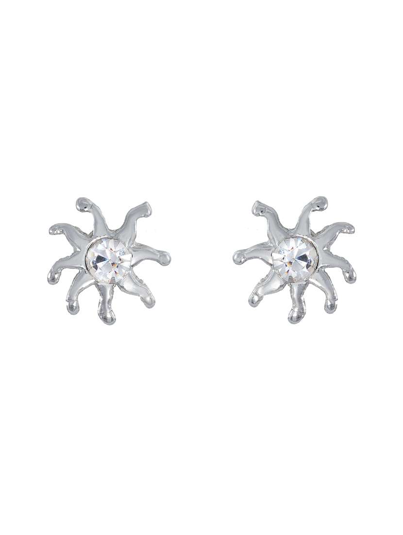 white metal studs earring - 17327835 - Standard Image - 1