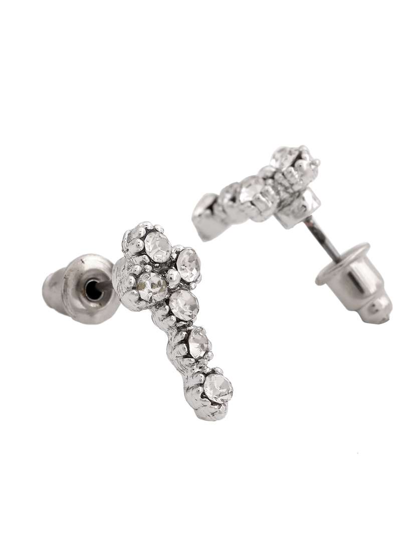 white metal studs earring - 17327840 - Standard Image - 1