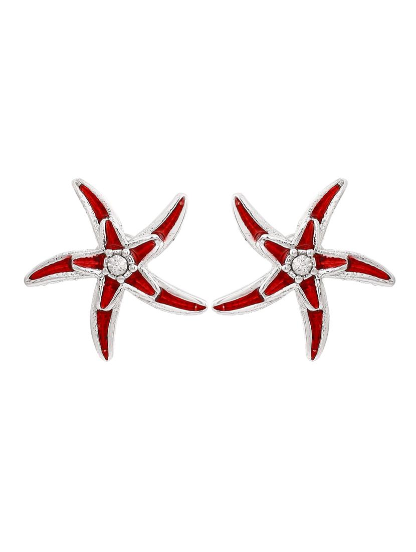 red metal studs earring - 17327871 - Standard Image - 1