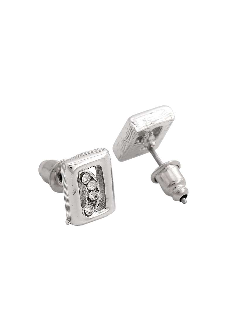 white metal studs earring - 17327881 - Standard Image - 1