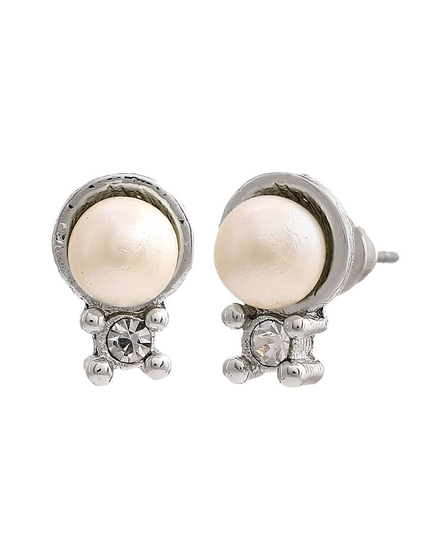 white metal studs earring - 17327883 -  Standard Image - 1