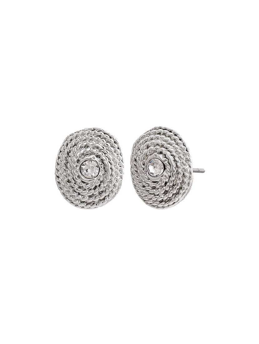 white metal studs earring - 17327887 - Standard Image - 1
