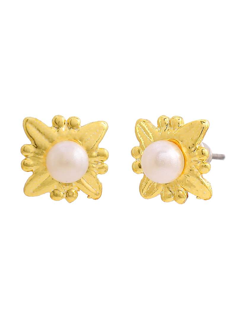 gold metal studs earring - 17327888 - Standard Image - 1