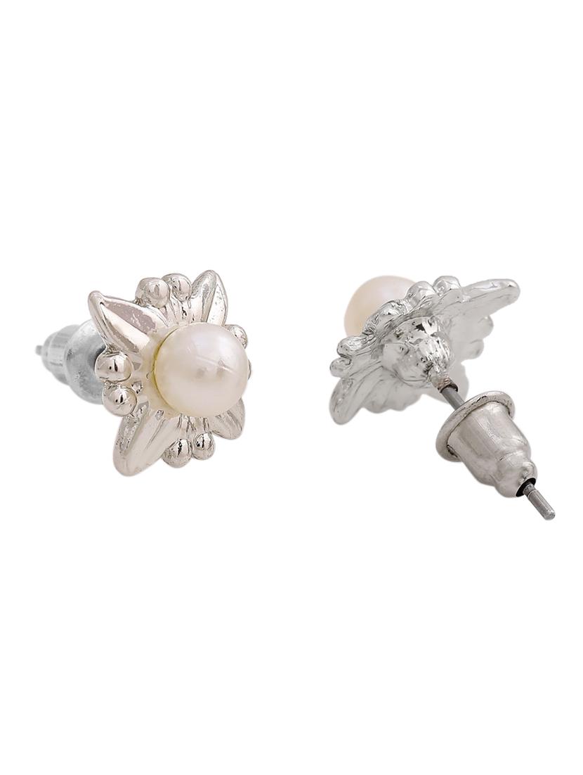white metal studs earring - 17327889 - Standard Image - 1