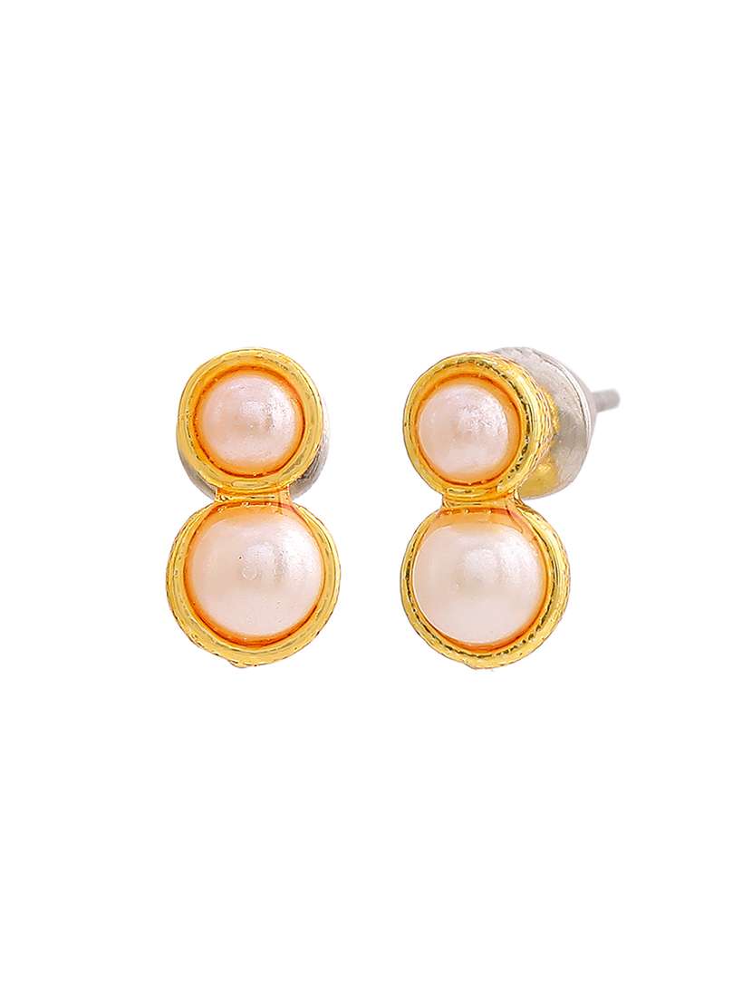 white metal studs earring - 17327901 - Standard Image - 1