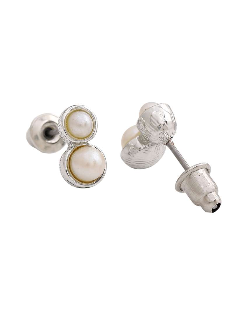 white metal studs earring - 17327902 -  Standard Image - 1