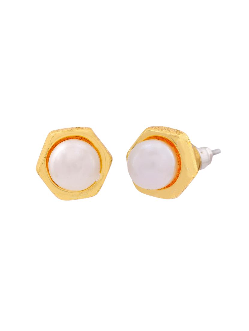 gold metal studs earring - 17327910 - Standard Image - 1