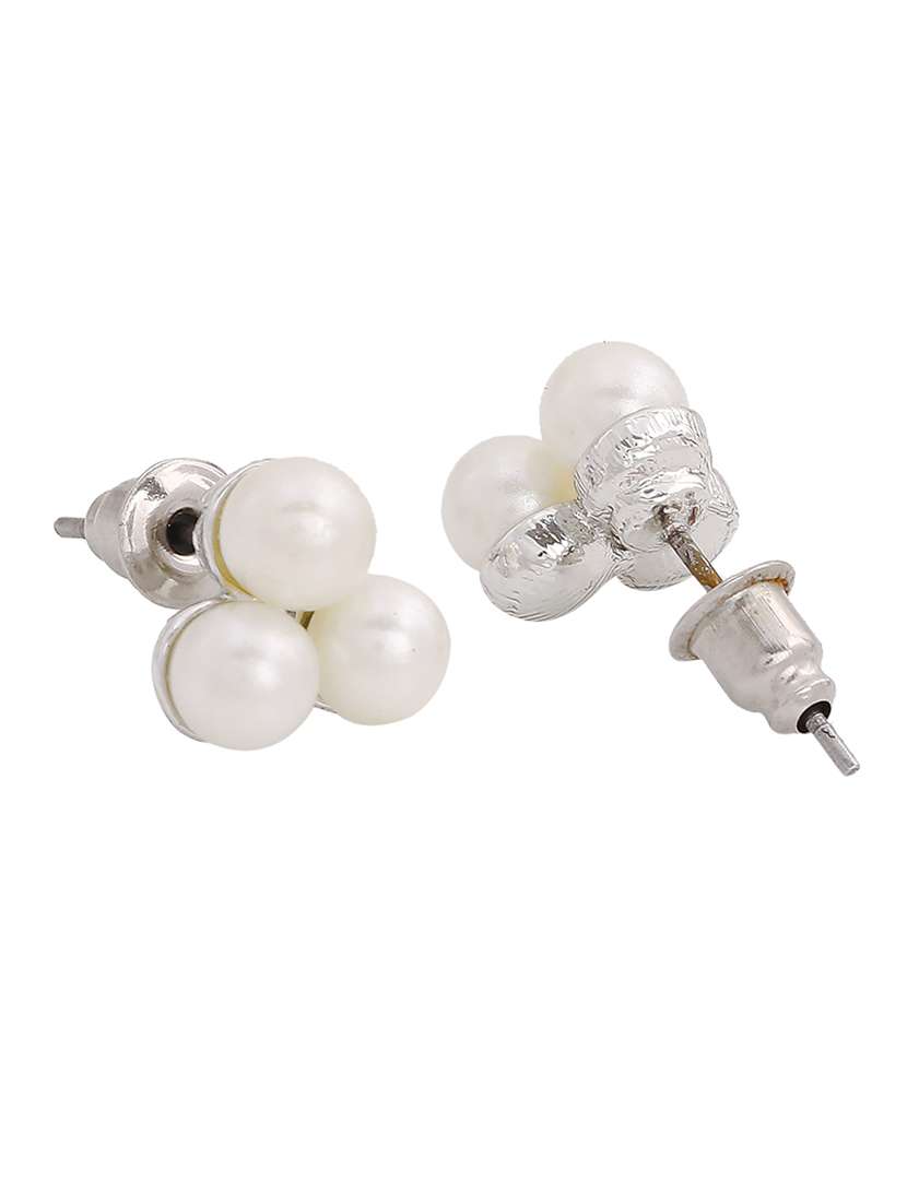 white metal studs earring - 17327913 -  Standard Image - 1