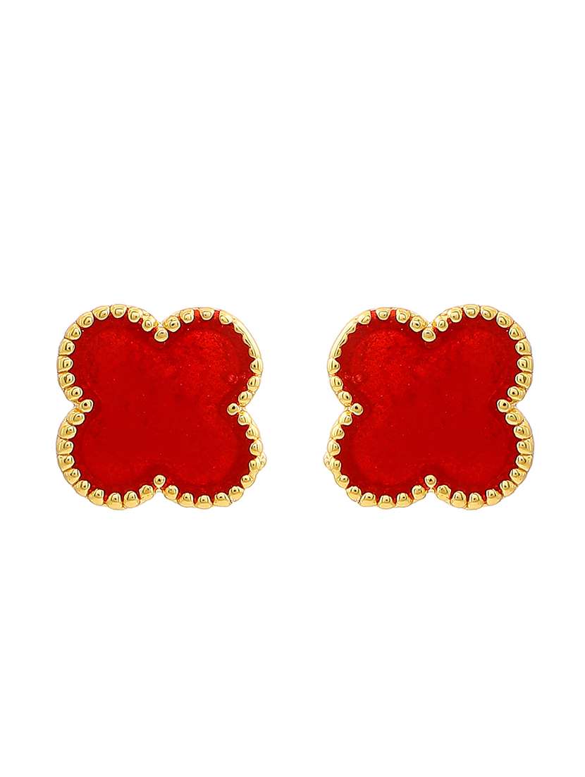 red metal studs earring - 17327922 - Standard Image - 1