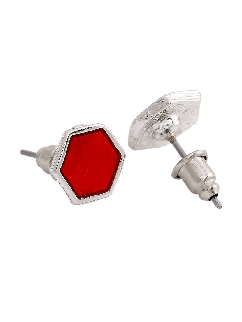 red metal studs earring - 17327925 - Standard Image - 1