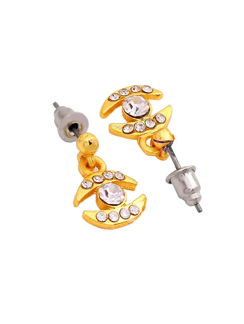 gold metal drop earring - 17327953 - Standard Image - 1