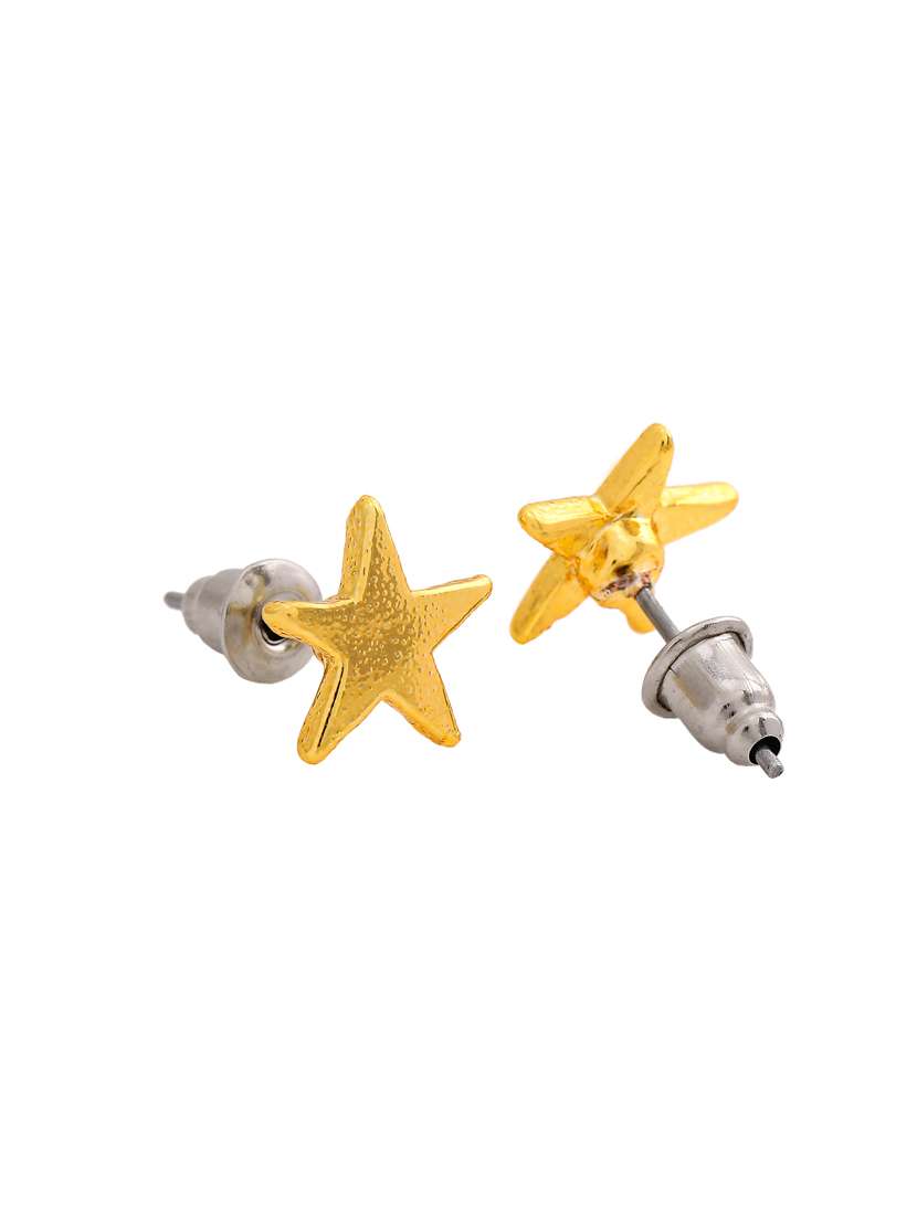 gold metal studs earring - 17327975 - Standard Image - 1