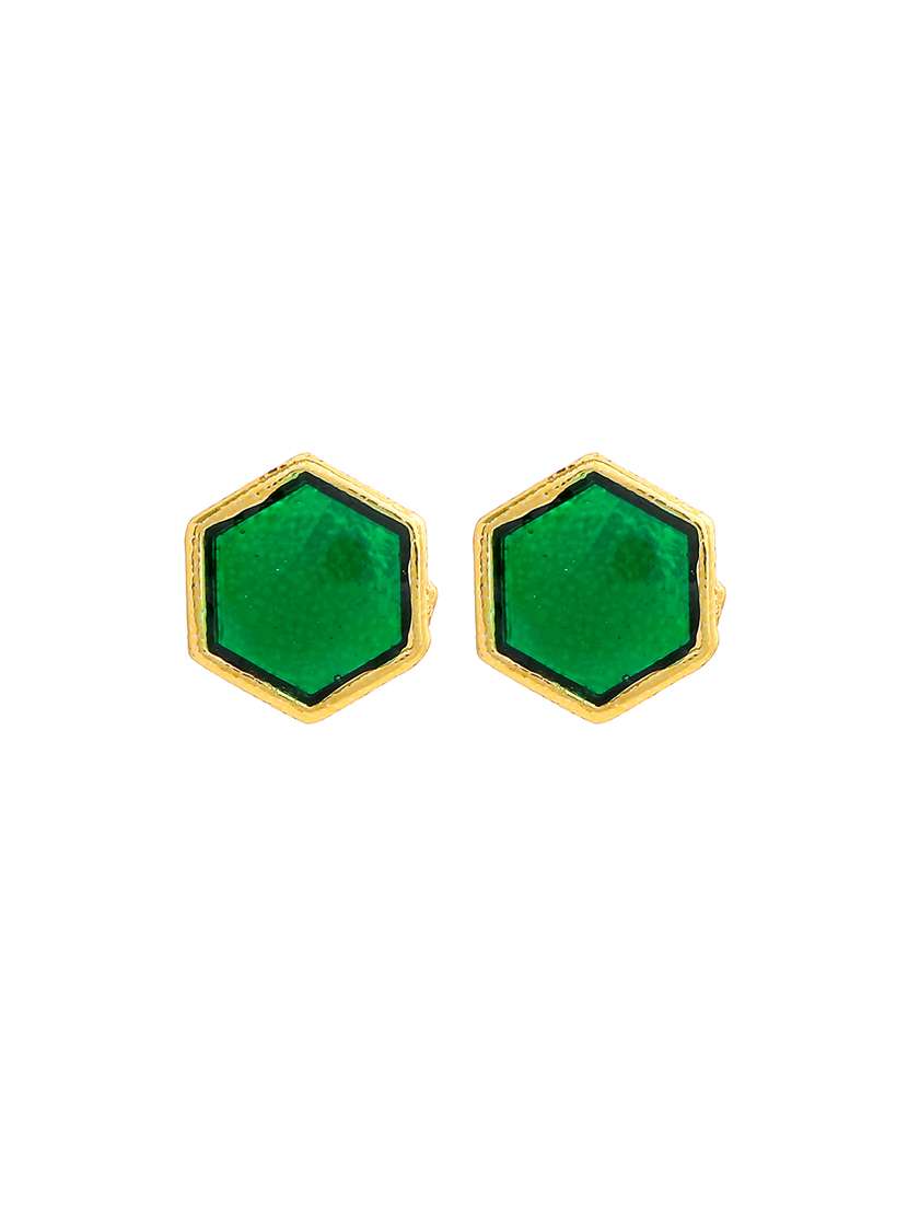 green metal studs earring - 17327979 - Standard Image - 1