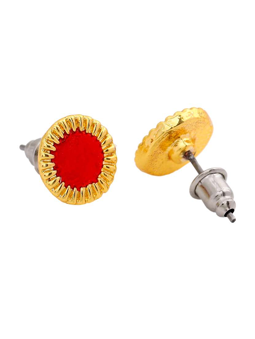 red metal studs earring - 17327981 - Standard Image - 1