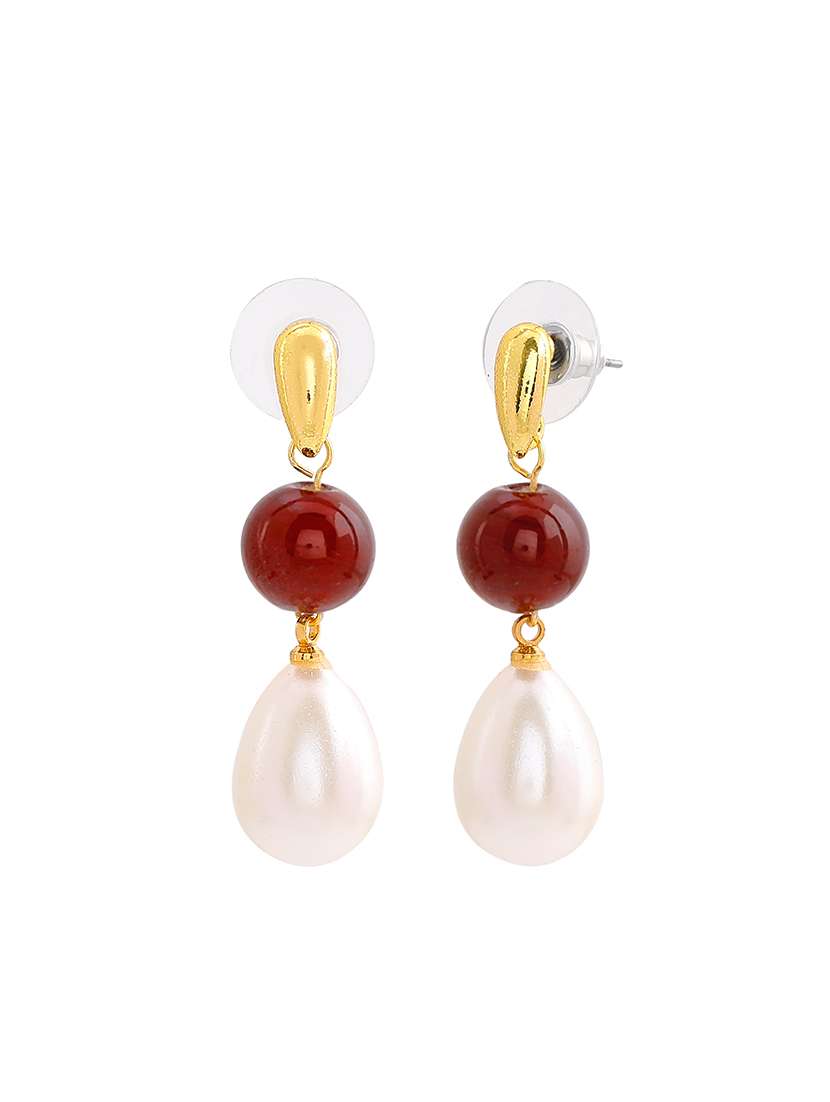 red metal drop earring - 17328011 - Standard Image - 1