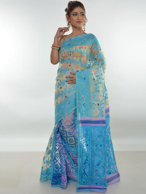 women's self design blue colored saree - 17332940 - Standard Image - 0