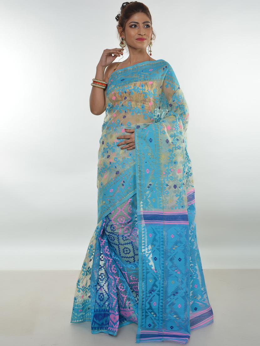 women's self design blue colored saree - 17332940 - Zoom Image - 0