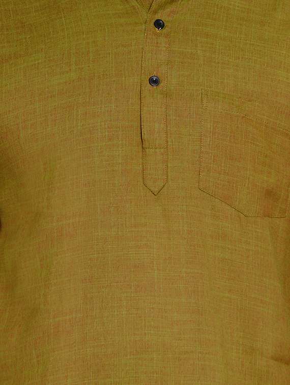 olive green solid short kurta - 17332952 -  Standard Image - 4