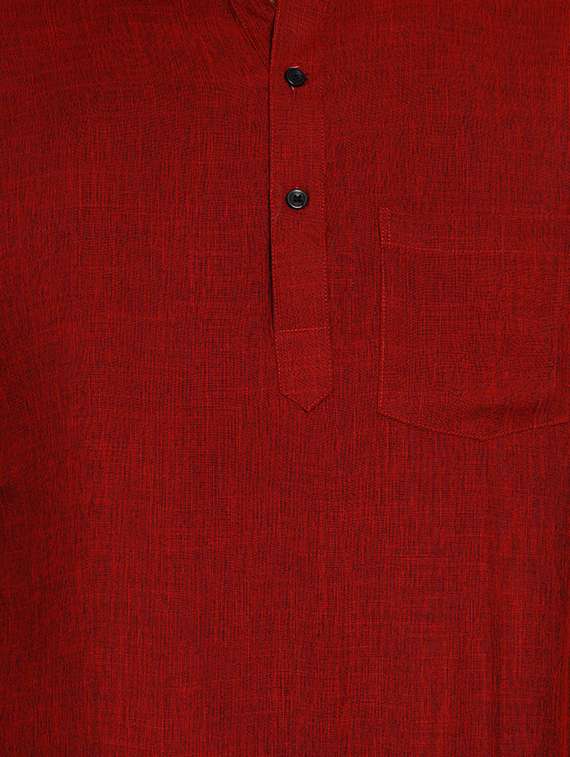 maroon solid short kurta - 17332961 - Standard Image - 4