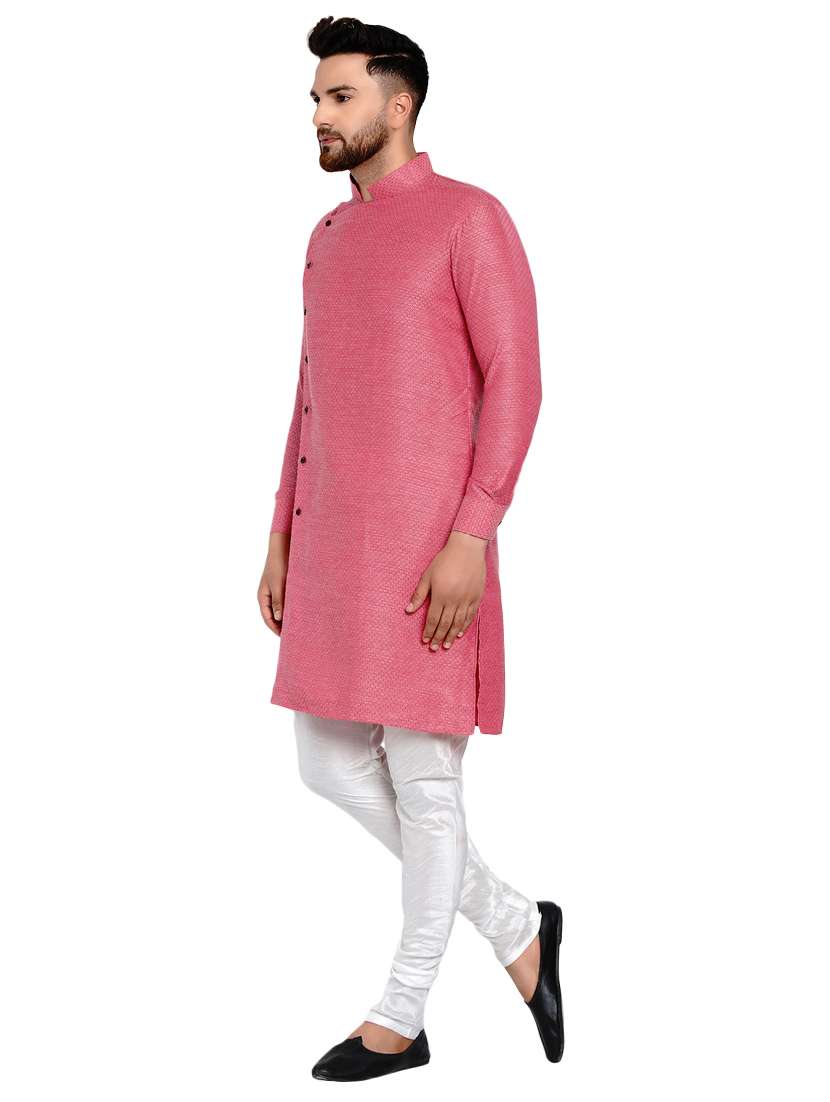 pink checkered long kurta - 17332964 -  Standard Image - 1