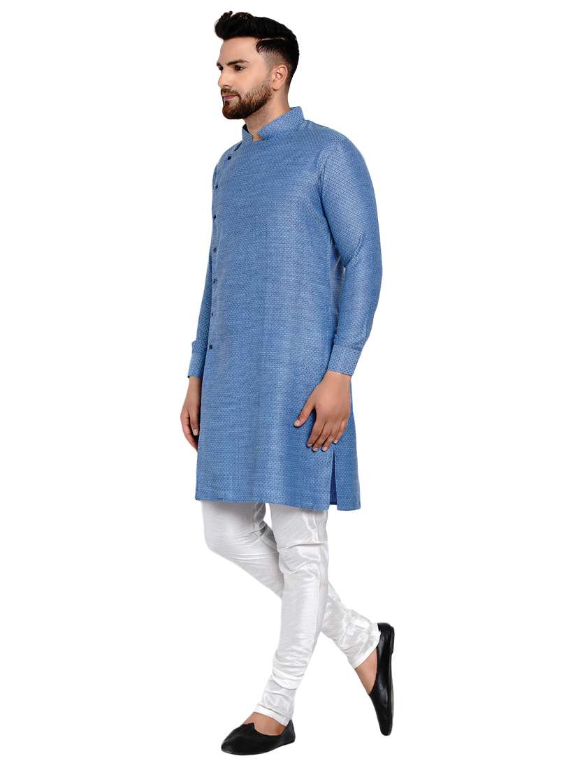 blue checkered long kurta - 17332965 -  Standard Image - 1