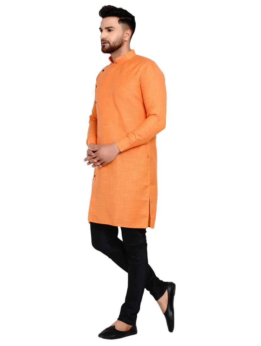 orange self design long kurta - 17332968 -  Standard Image - 1