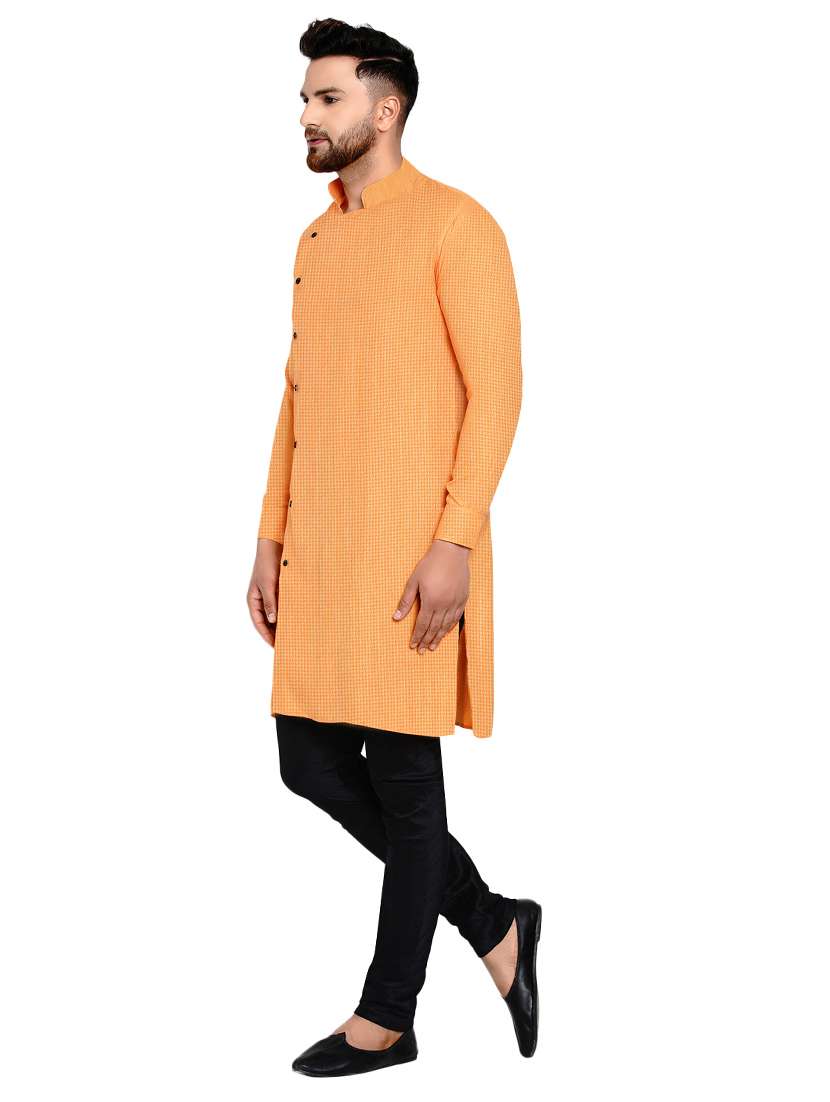 orange self design long kurta - 17332972 -  Standard Image - 1