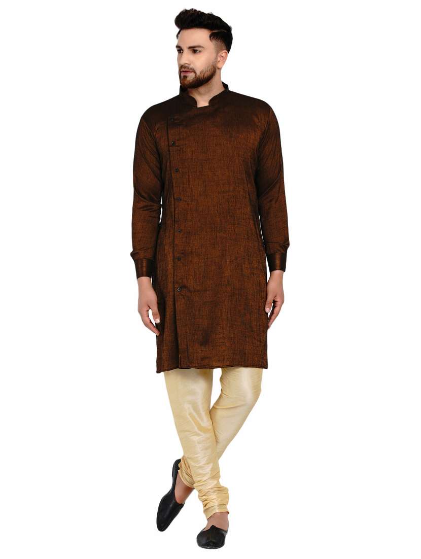 brown solid long kurta