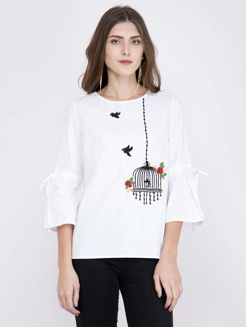 women's straight round neck top