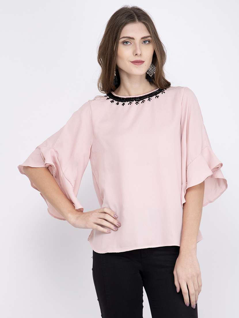 women's straight round neck top