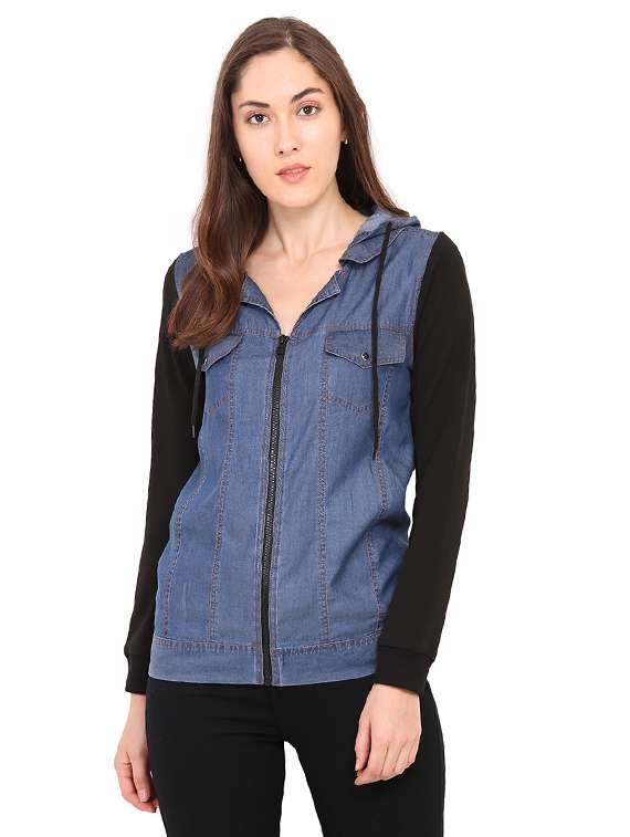 hooded neck zipper jacket 