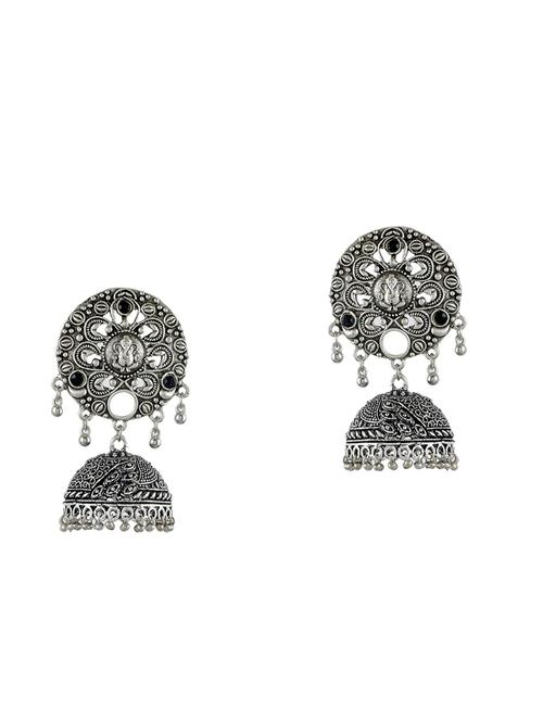 silver brass jhumka earring - 17333762 - Standard Image - 0