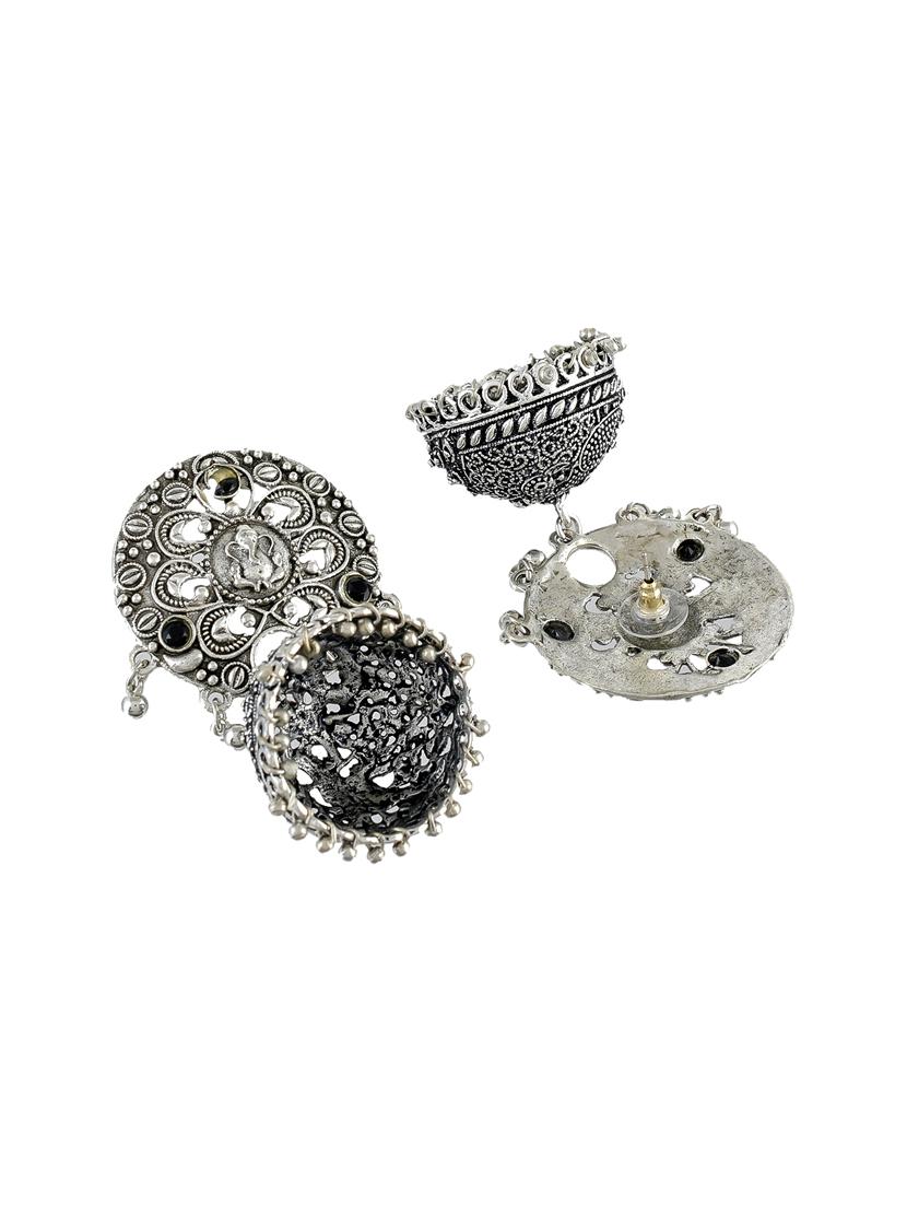 silver brass jhumka earring - 17333762 - Standard Image - 1